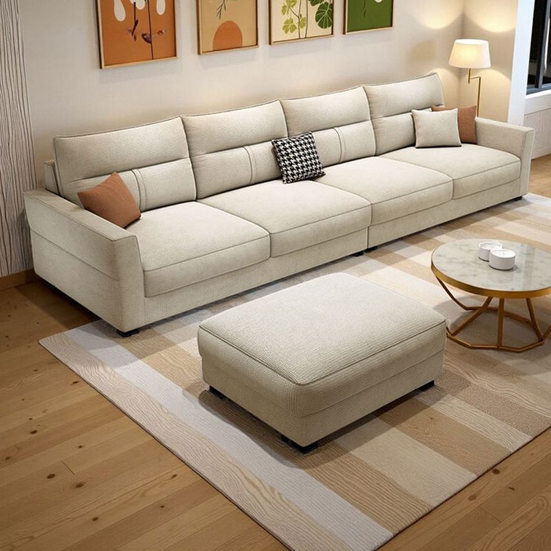 Beige Loose Back Standard/Single Sofa with Arm and 4/3 Pillows