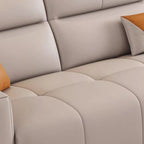 Modish Solid Color Stain Resistant Standard Sofa/Loveseat in Beige, Seats 7/6-Seater/5 Person with 3 Pillows