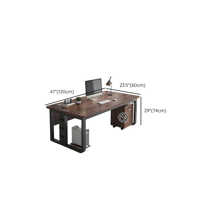 Cocoa Rectangular Steel Desk with Scratch Resistant Toboggan Base, CPU Storage, Cable Management, and Front Splash