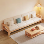 Modish Solid Color Stain Resistant Standard Sofa in Light Gray/Off-White with Seating for 5/4/3 and 3/4 Pillows