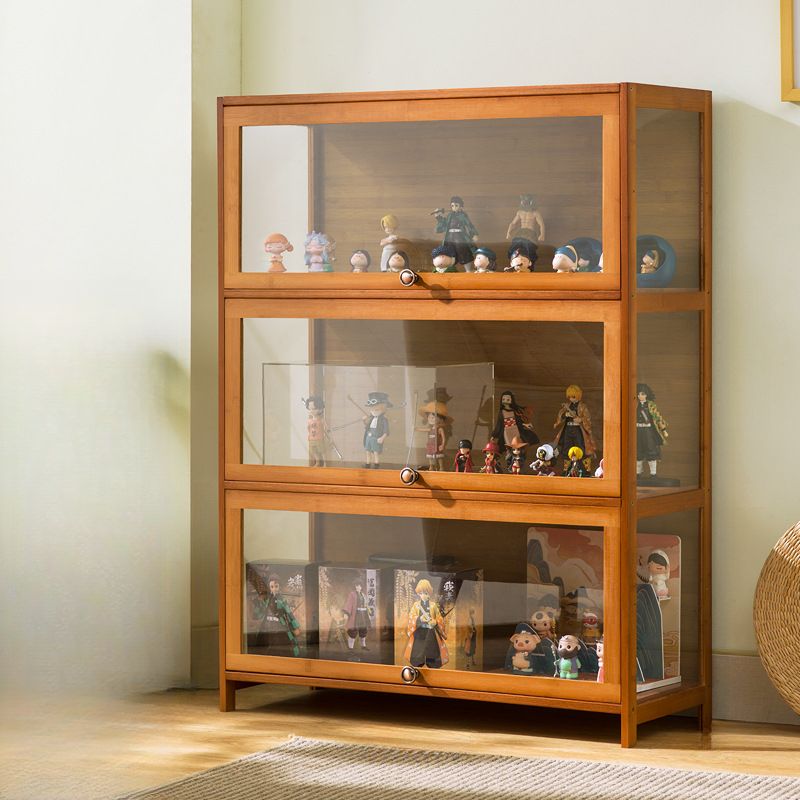 Bambusa Flooring Curio Cabinet with Stockroom, 4 Cabinets/3 Cabinets/2 Cabinets, 4 Shelves/3 Shelves/2 Shelves, 4 Doors/3 Doors/2 Doors