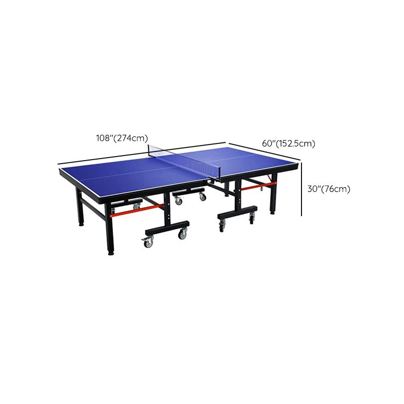 Indoor Dark Blue Synthetic Laminate Ping Pong Table with Table Tennis Paddle Included