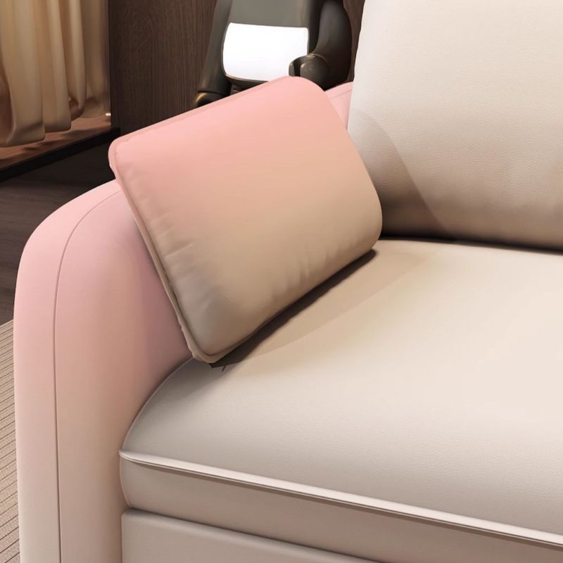 Synthetic Leather Standard Sofa in Dark Gray/Cream/Amber Color with Armrest
