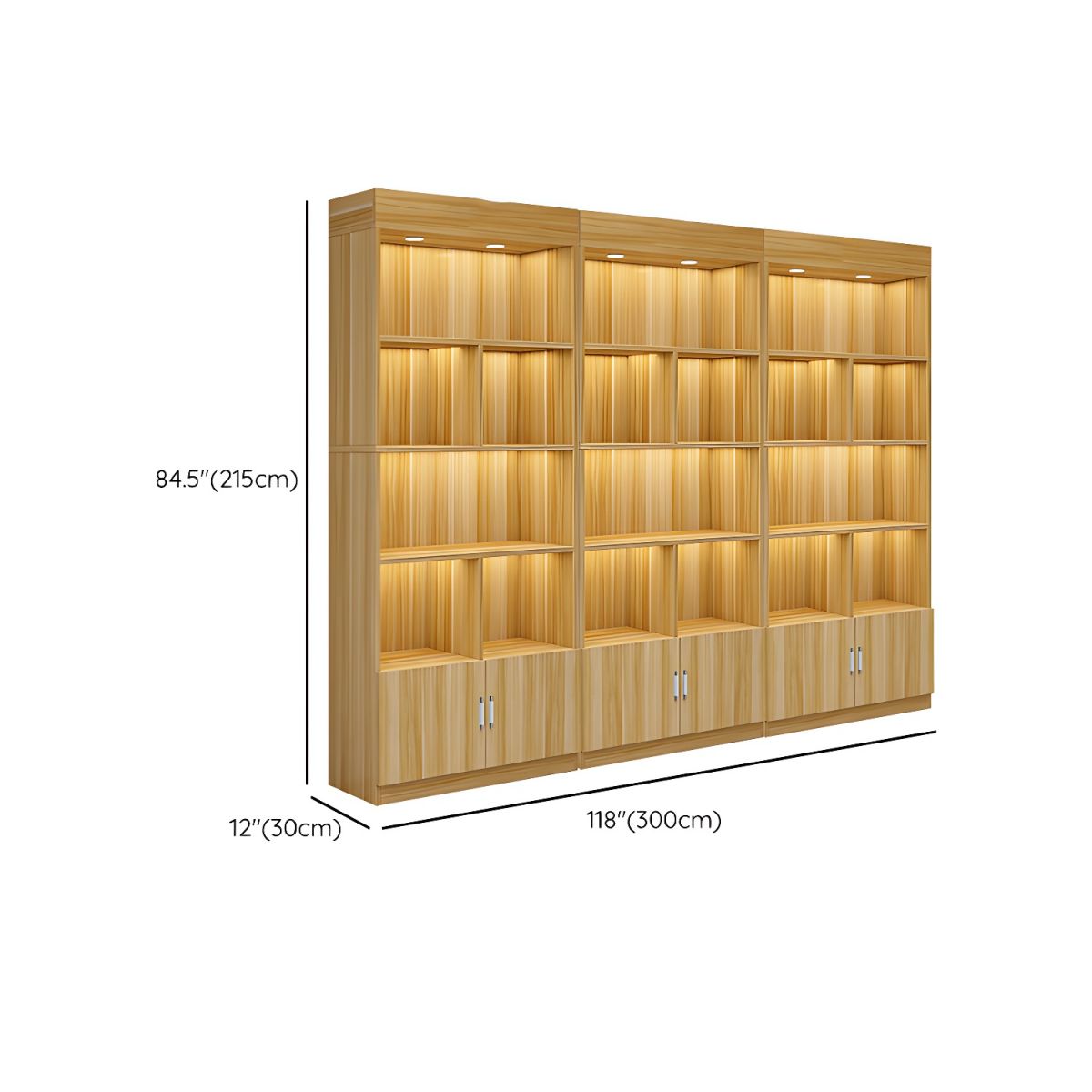 Multi-shelf Modern & Contemporary Style Wood Hutch Cabinet for Living Room