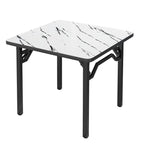Trendy White/Brown Square Composite Wood Foldable Card Table, Scratch-proof Folding Table
