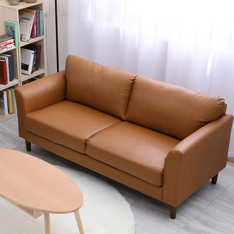 Art Deco Faux Leather Flared Arm Loveseat with Cushions for Living Room