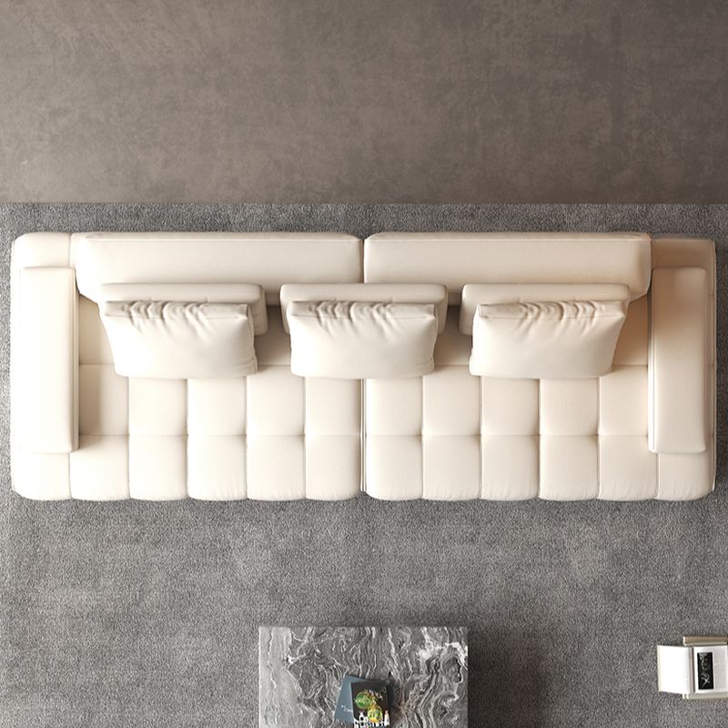 Modish Solid Color Water Resistant Standard Sofa in Chalk with 4-seater/5 Person/Seats 3 and 2 Pillows/3 Pillows/4 Pillows