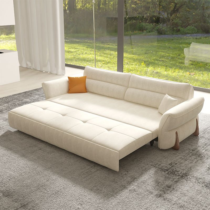 Stain Resistant Chalk California King Size/Queen Size/Full Size Button-tufted Day Bed and Futon with Cushion Back, Stockroom and Flared Arm