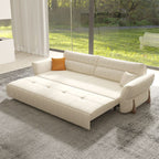 Stain Resistant Chalk California King Size/Queen Size/Full Size Button-tufted Day Bed and Futon with Cushion Back, Stockroom and Flared Arm