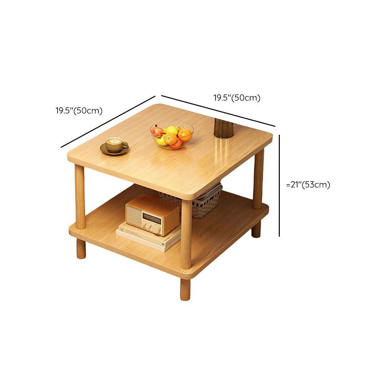 Contemporary Chairside Table Only with Engineered Wood Top, 4 Legs, Chalk/Caramel/Unfinished Color, Rectangle/Square Shape, and Shelf