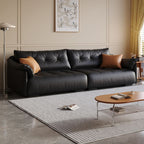 Drawing Room Standard Sofa in Midnight Black/Amber Color/Off-White with Armrest