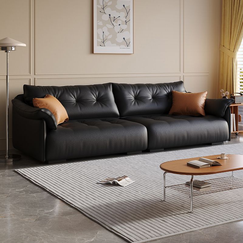 Drawing Room Standard Sofa in Midnight Black/Amber Color/Off-White with Armrest