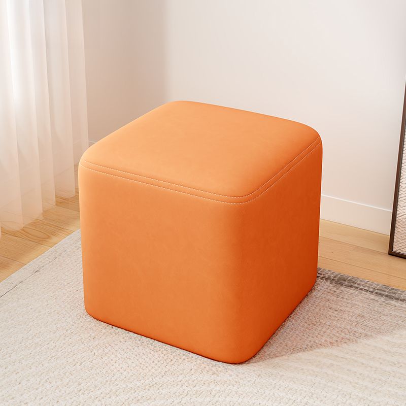 Trendy Square Solid Color Cube Ottoman with Leatherette Upholstery in Dove Grey/Green/Tan