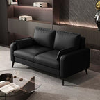 Contemporary Modern Solid Color Scratch-durable Loveseat in Pu Leather with Midnight Black/Olive Green/Light Brown Upholstery, 2-seater with 2 Pillows