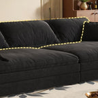 Art Deco Ink Solid Color Water Resistant Sofa Couch/Single Sofa for 5-seater/4-seater/6-seater with 2 Pillows