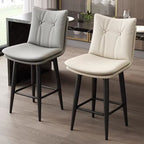 Casual Soft Seating/Rawhide Bar Stools in White/Caramel/Amber Color with Back, Turned Swivel Saddle Seat, and Leg Rest