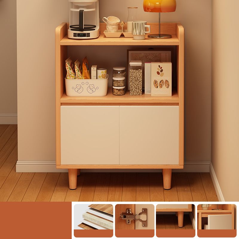 Art Deco Narrow Sideboard with Closet, 2 Shelves, Pantry Hutch, Laminate Countertop, and 3/2 Doors