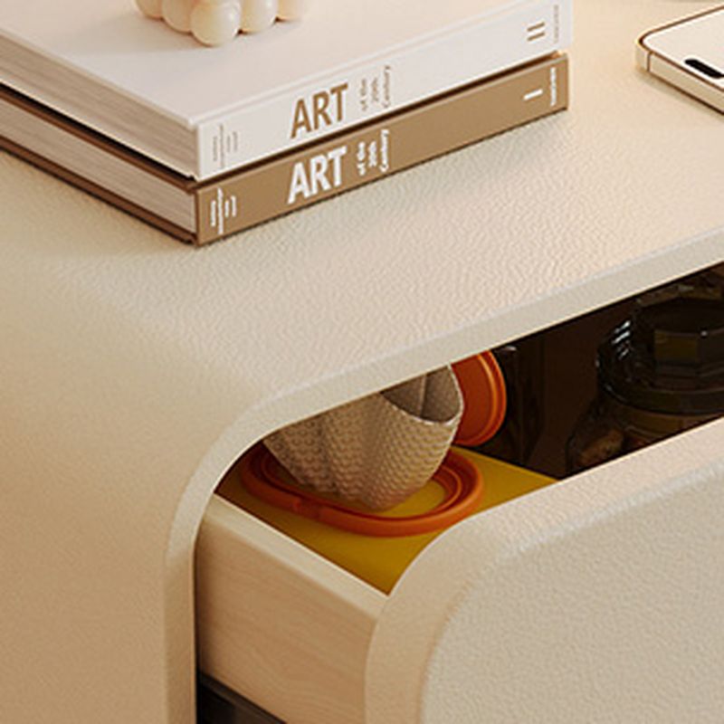Modish Drawer Storage Bedside Table with 2 Drawers and Pleather Countertop