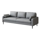 3-Seater Faux Leather Sofa Mid Century Loose Back Square Arm Settee