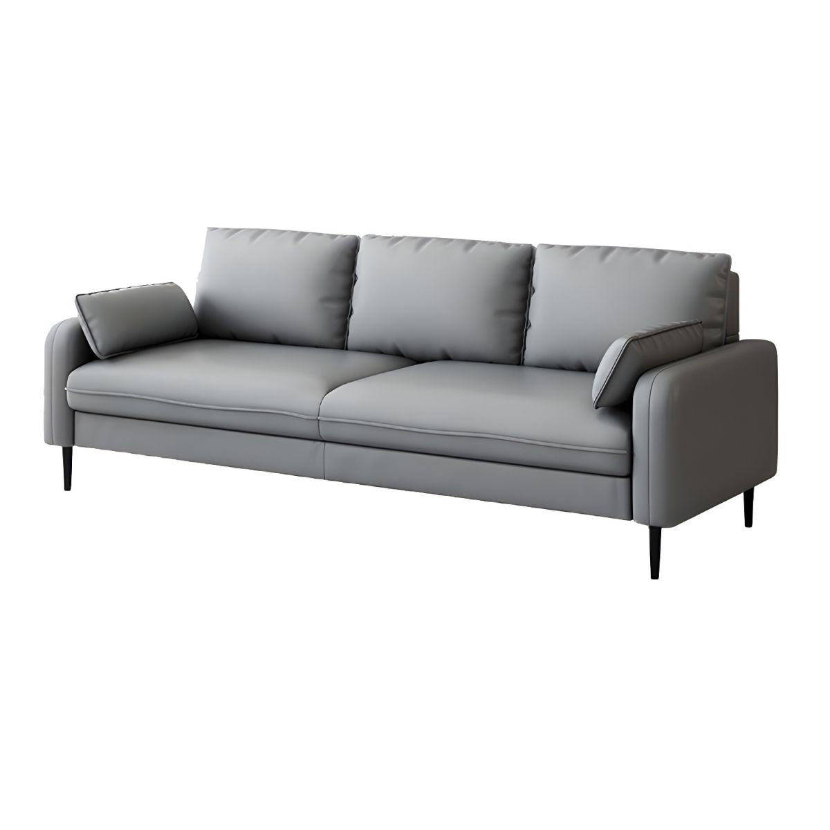 3-Seater Faux Leather Sofa Mid Century Loose Back Square Arm Settee