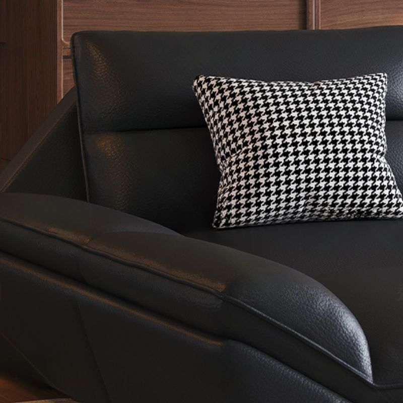 Contemporary Modern Solid Color Scratch-durable/Water Resistant Standard/Single Sofa in Midnight Black, Seats 3/5/4 with 2/1 Pillows
