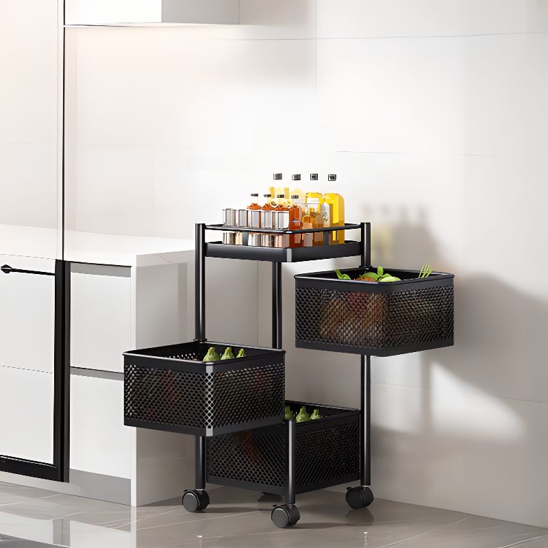 Square/Round Portable Center with Alloy Countertop and Basket, Available in 4/3 Baskets