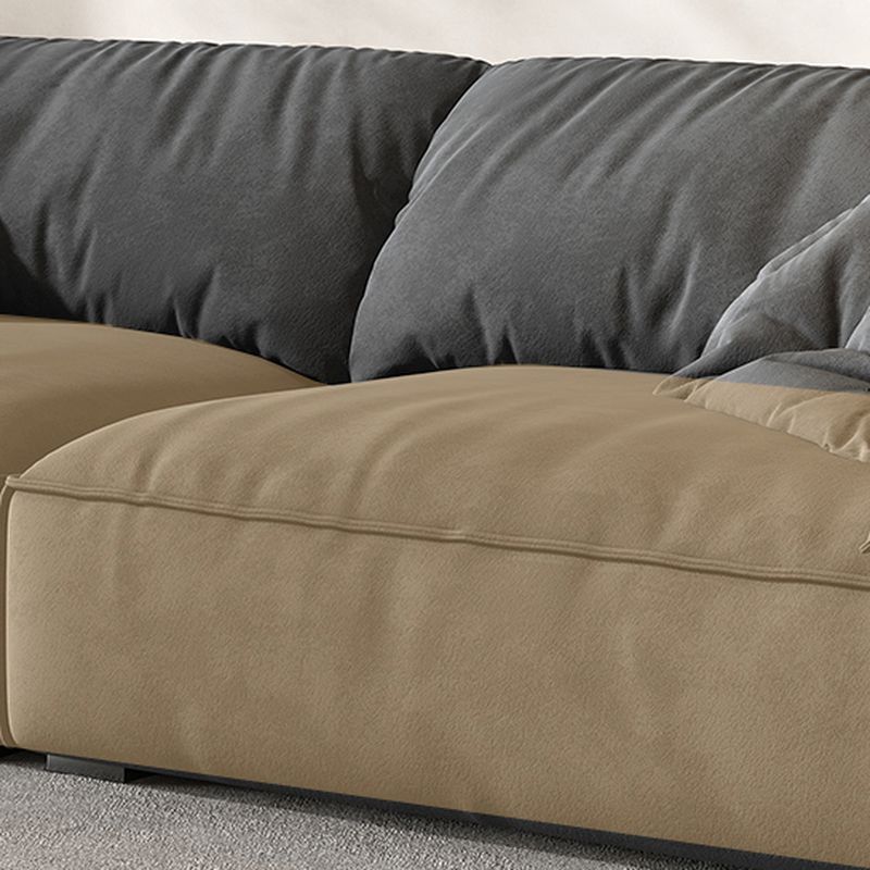Standard Sofa in Dark Gray/Amber Color/Off-White with 4 Pillows