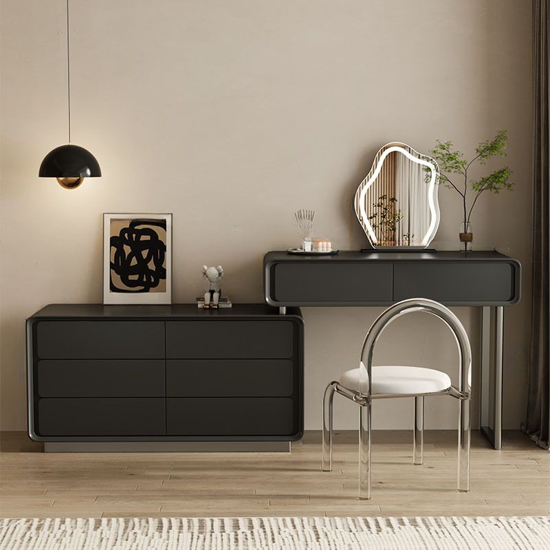 Modish Large Vanity Set with Laminate Table Top, White Chair, 8 Drawers, Light Up Mirror
