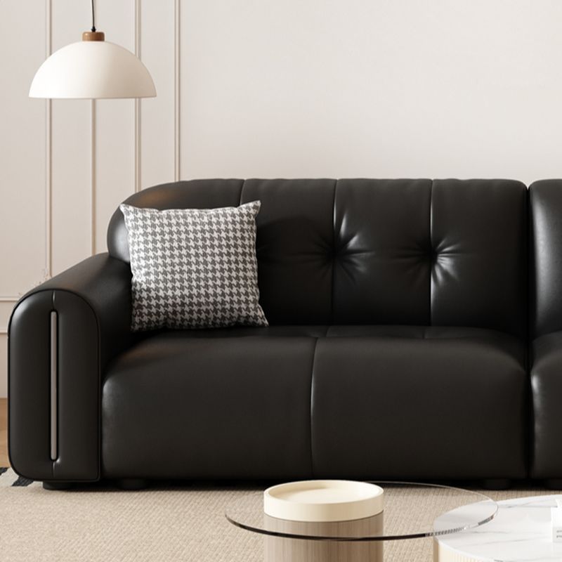 Modern Solid Color Scratch-defiant Standard Sofa in Pu with Scarlet/Off-White/Coffee Upholstery, 4-seater/Seats 5, and 2 Pillows