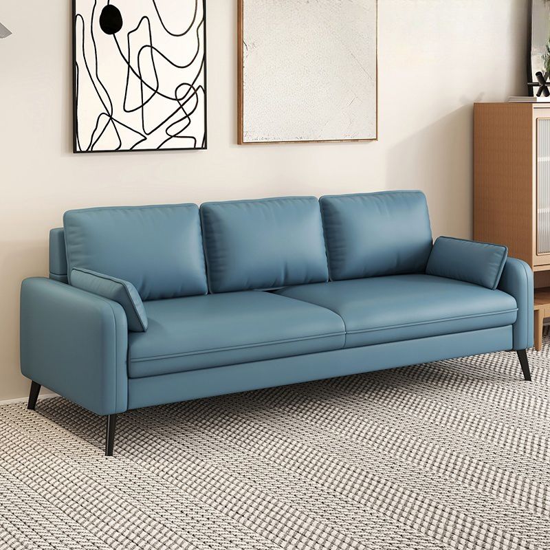 Simple Solid Color Blue/Grey/Orange Sofa with Pillow Back & Square Arm Living Spaces, Scratch Resistant