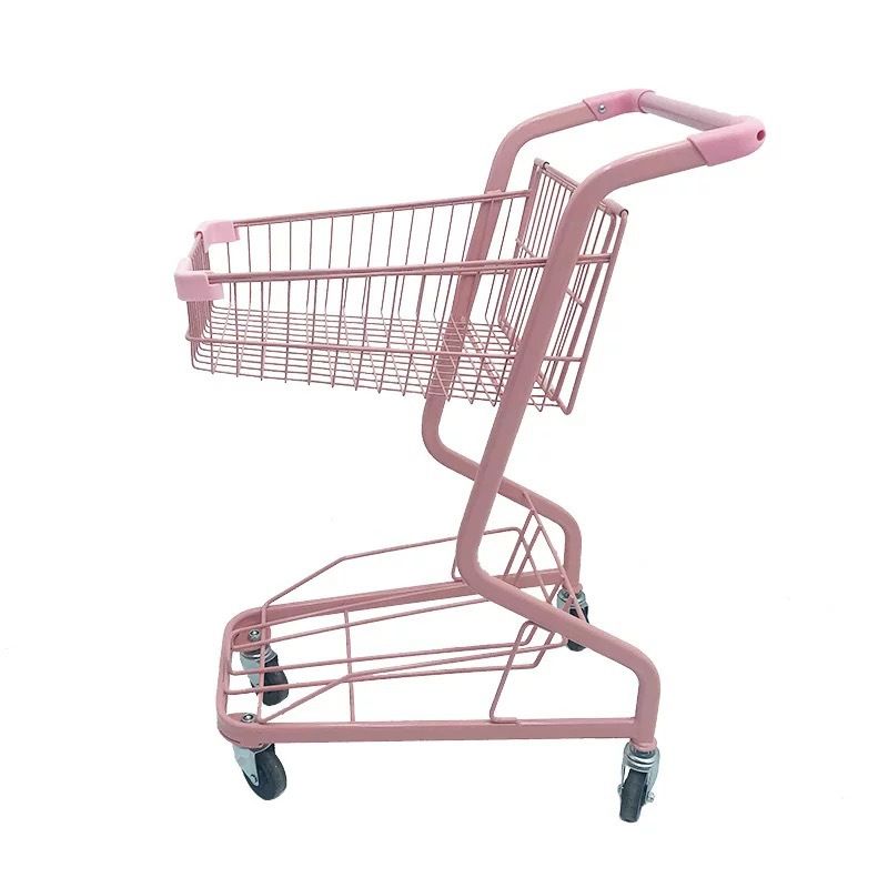 Steel All Ages Office Rolling Cart with 2 Tiers, Handle & Casters, Multi Color