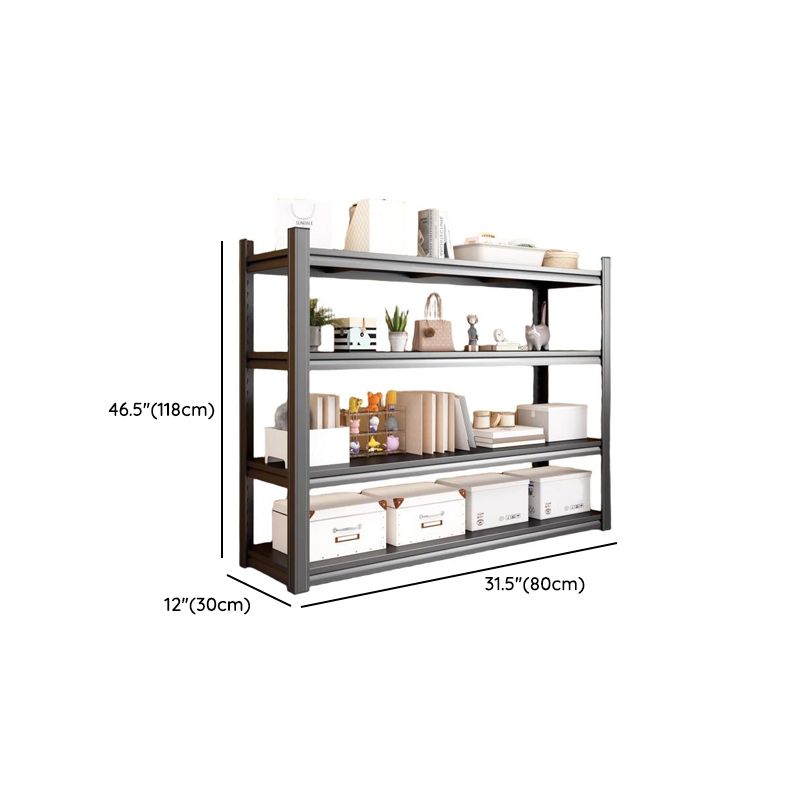 Ink Industrial Warehouse Storage Rack with 4 Floating Shelves, Alloy Frame, and Detached Installation