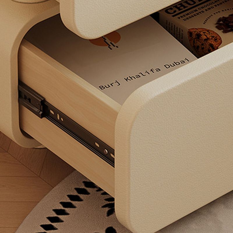 Modish Drawer Storage Bedside Table with 2 Drawers and Pleather Countertop