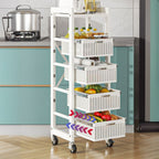 Portable Center with Metal Countertop, Basket, and 4/3 Baskets