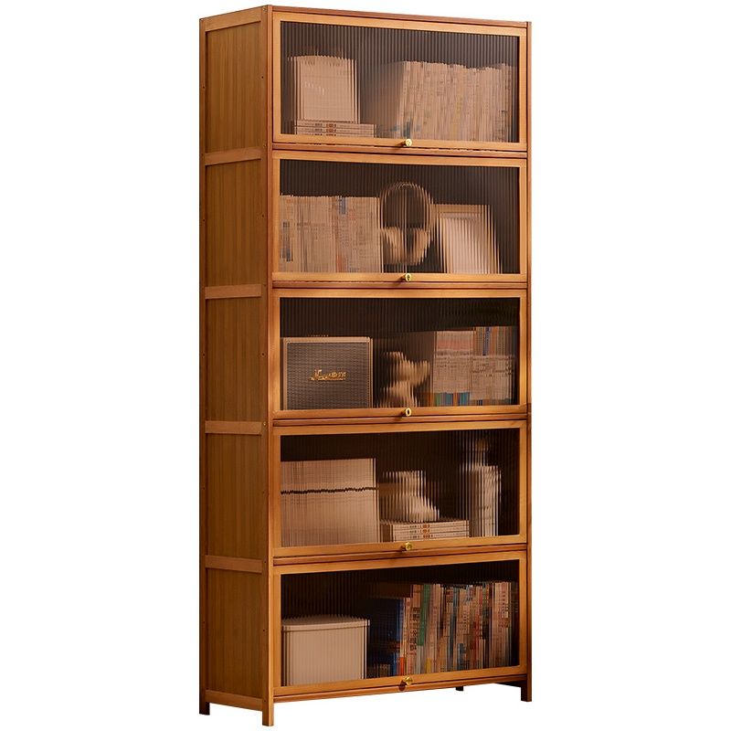 Caramel Rectangular Organizing Shelf with 5-Shelf, Vertical/Lateral Filing, Polymer Door, Closed Back