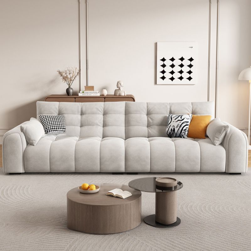 Standard Sofa in Luxurious Flannel with Light Gray Upholstery and 3 Pillows