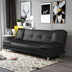 Armless Cotton Blend and Leather Convertible Contemporary Sofa Bed