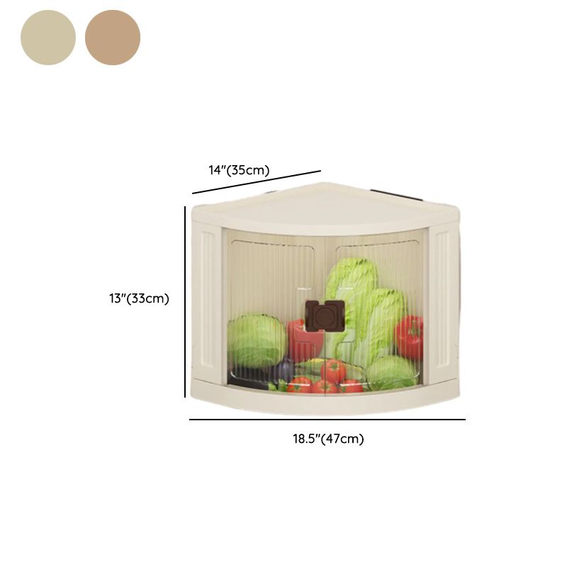 Simple Corner Accent Cabinet with Closet and Synthetic Off White Top