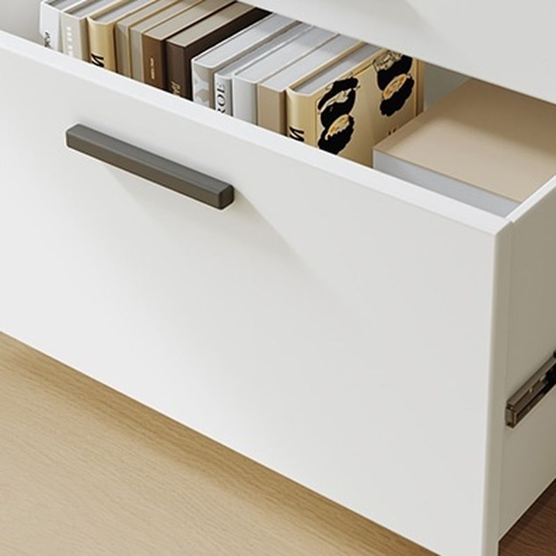 Organizing Shelf with 2-Drawer, 4 Shelves in Steel, Vertical, Transparent Glass Door, Closed Back