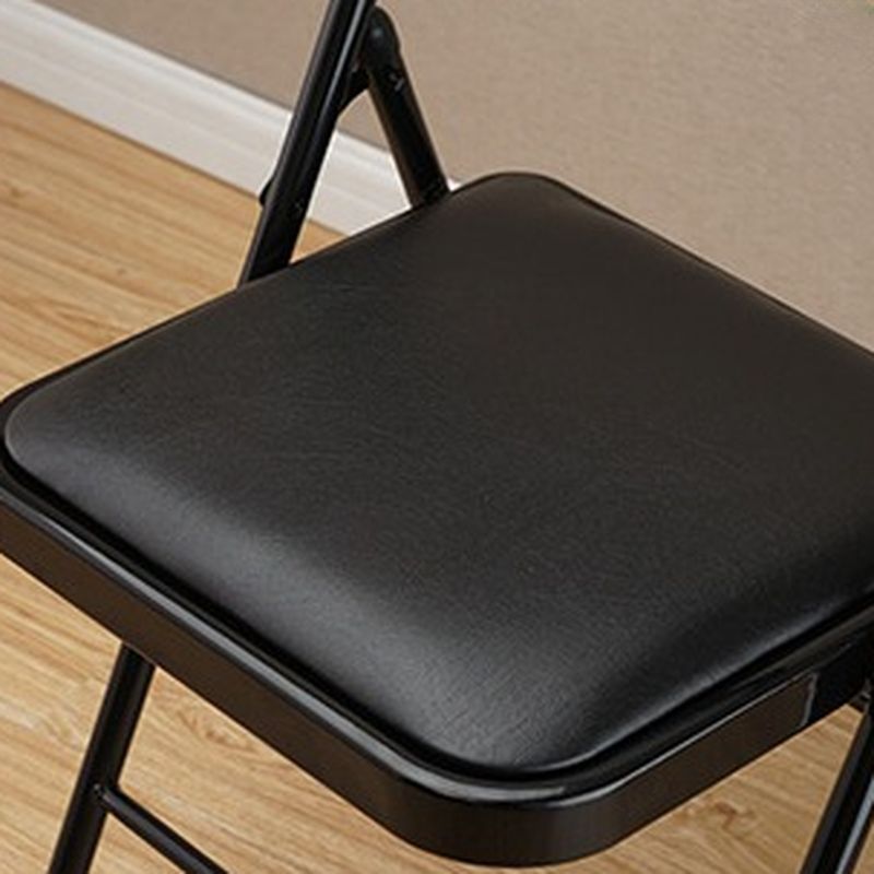 Contemporary Solid Color Side Chair with Ventilated Back, Compact Foldable Metal Frame for Tile Flooring