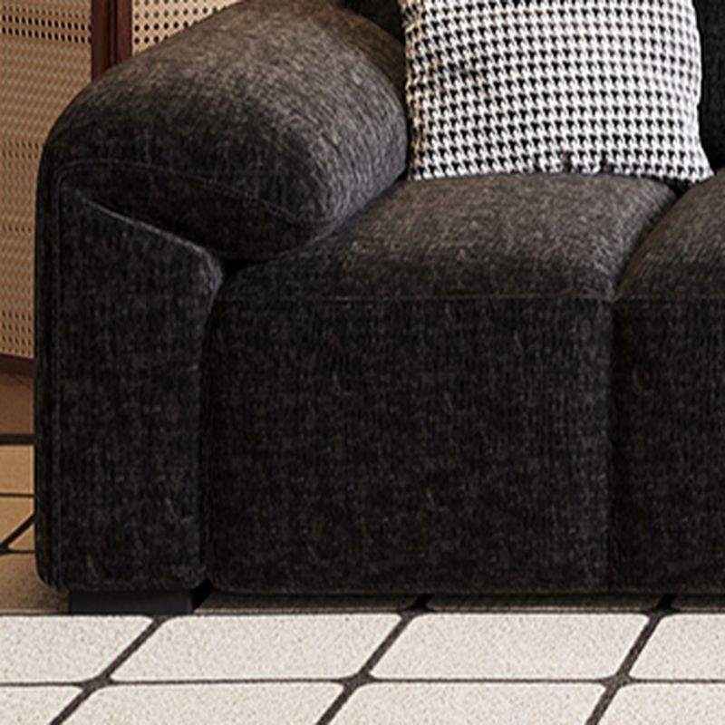 Modish Solid Color Water Resistant/Stain Resistant Standard Sofa/Single Sofa in Midnight Black, Seats 5/4/3 with 3/2/1 Pillows