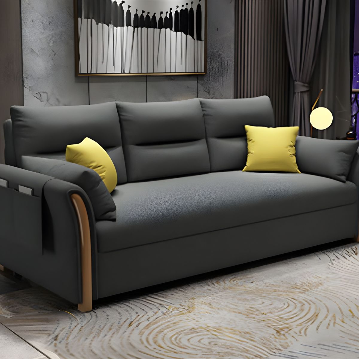 Fabric Sofa Bed Settee Furniture Flared Arm Latex Filled Sofa