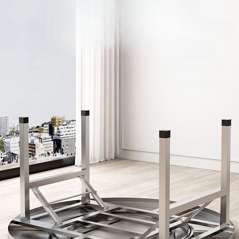 Stainless Steel Trendy Folding Circular-shaped Foldable Banquet Table, Slip-resistant with Stainless Alloy Top