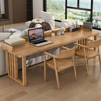 Casual Writing Desk with Easy Assembly, Odor Resistant Sleigh Base, Natural Wood Top, Unattached