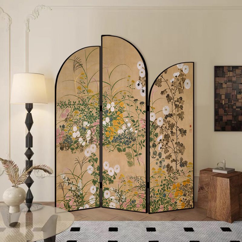 Indoor Opaque Natural Wood Folding Temporary Wall Panels with 3 Panels and Double Sided Print, Self-supporting