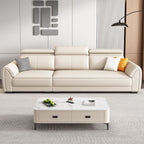 Contemporary Modern Solid Color Stain Resistant Standard Sofa in Light Gray/Light Brown/Tan, Seats 3 with 3 Pillows