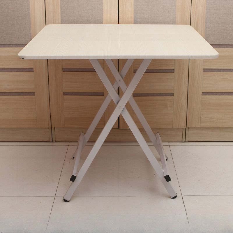 Panel Wood Dining Table with Crossed Legs, No Extra Durability, Foldable Square Top for 2-seater