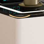 Modish Glass Nightstand With Drawer Organization Featuring Illuminating Lighting