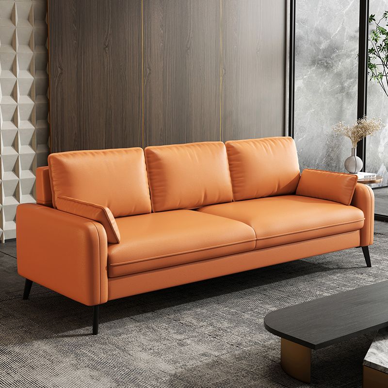 Simple Solid Color Blue/Grey/Orange Sofa with Pillow Back & Square Arm Living Spaces, Scratch Resistant