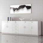 Modern Cabinet Wood Lateral Adjustable Storage Shelves and Locking Drawers File Cabinet